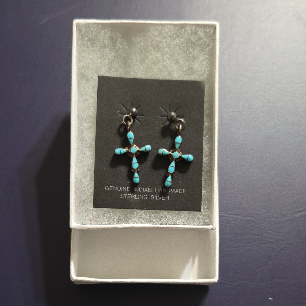 Turquoise Cross Earrings